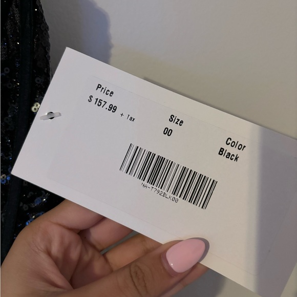 Mini Black sparkly Sequin party dress with corset and cross tie back (backless) - Picture 6 of 11